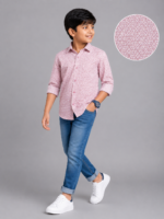 Boys' Stylish Mauve Geometric Print Full Sleeve Shirt - Image 4