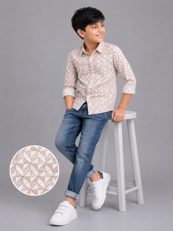 Boys' Modern Geometric Print Casual Shirt - Image 3