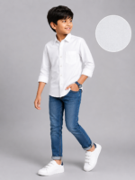 Boys' Classic White Cotton Button-Down Shirt - Image 2
