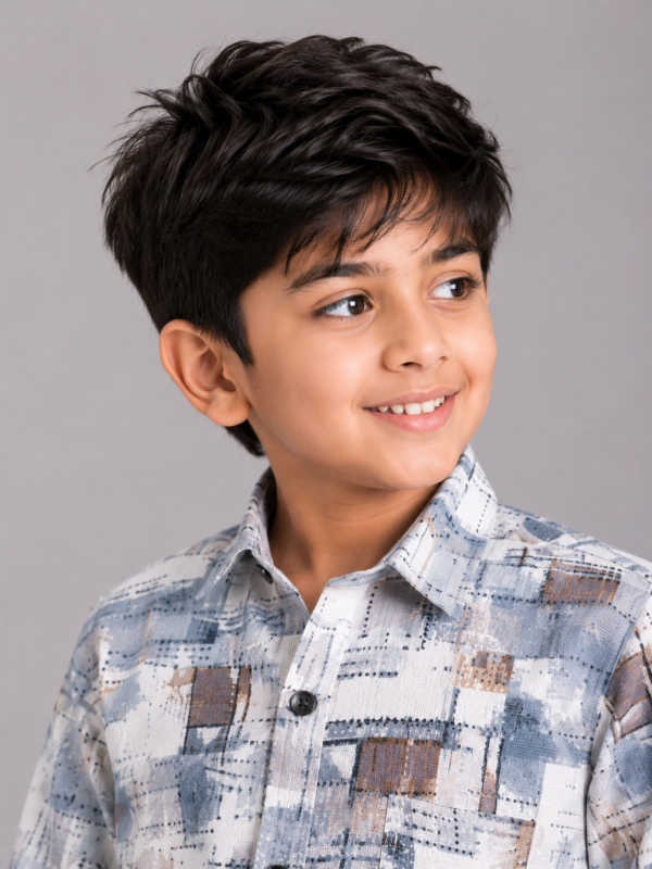 Boys' Modern Abstract Print Long Sleeve Casual Shirt - Image 2