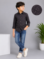 Boys' Black Paisley Print Button-Down Shirt - Image 4