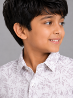 Boys' Stylish Abstract Leaf Print Long Sleeve Button-Down Shirt - Image 3