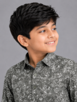 Boy's Olive Green Floral Print Casual Shirt - Full Sleeve - Image 2
