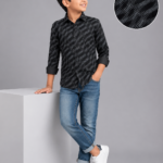 Boys' Dynamic Black Dash Print Long Sleeve Shirt