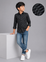 Boys' Dynamic Black Dash Print Long Sleeve Shirt
