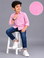 Boys' Charming Pink Textured Casual Long Sleeve Shirt