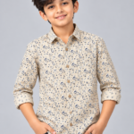 Boys' Blue Paisley Print Casual Long Sleeve Cotton Shirt