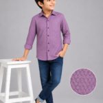 Boys' Stylish Purple Geometric Pattern Casual Shirt