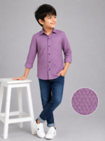 Boys' Stylish Purple Geometric Pattern Casual Shirt