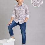 Boys' Elegant Floral Print Casual Shirt