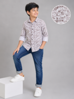 Boys' Elegant Floral Print Casual Shirt