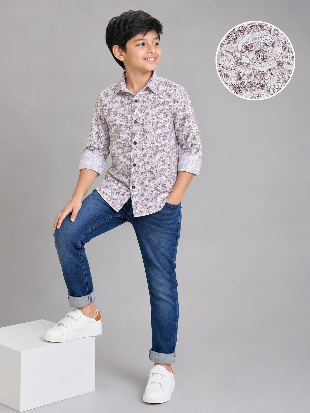 0c0be9c2-0605-478e-82d6-7ebe8cdceebf Boys' Elegant Floral Print Casual Shirt - Image 1