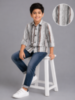 Boy's Modern Textured Stripe Casual Shirt - Image 4