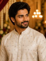 Ivory Regal Embroidered Kurta Set for Men - Image 4