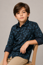 Boy's Midnight Bloom Floral Print Button-Up Shirt - Image 2