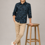 Boy's Midnight Bloom Floral Print Button-Up Shirt