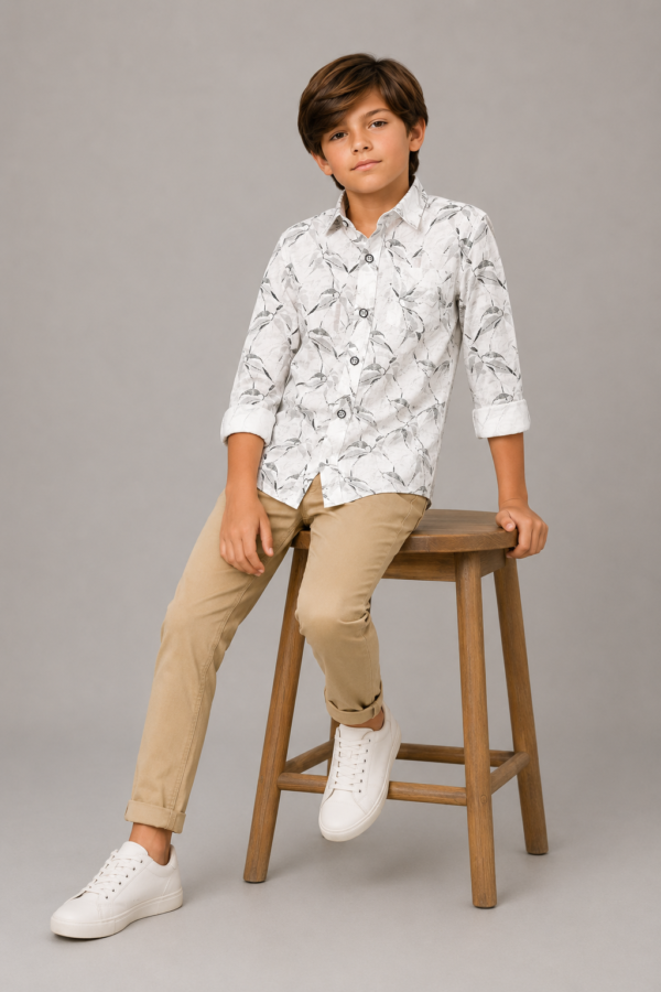Boys' Modern Abstract Print Button-Down Shirt - Image 3