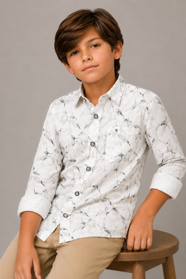 Boys' Modern Abstract Print Button-Down Shirt - Image 4