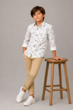 Boys' Modern Abstract Print Button-Down Shirt
