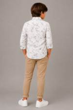Boy's Modern Floral Print Long Sleeve Button-Down Shirt - Image 4