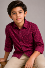 Boys' Berry Burst Printed Long Sleeve Button-Up Shirt - Image 3