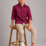 Boys' Berry Burst Printed Long Sleeve Button-Up Shirt