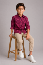 Boys' Berry Burst Printed Long Sleeve Button-Up Shirt