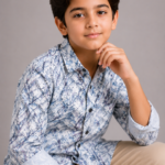Boys' Modern Blue Abstract Print Long Sleeve Button-Down Shirt
