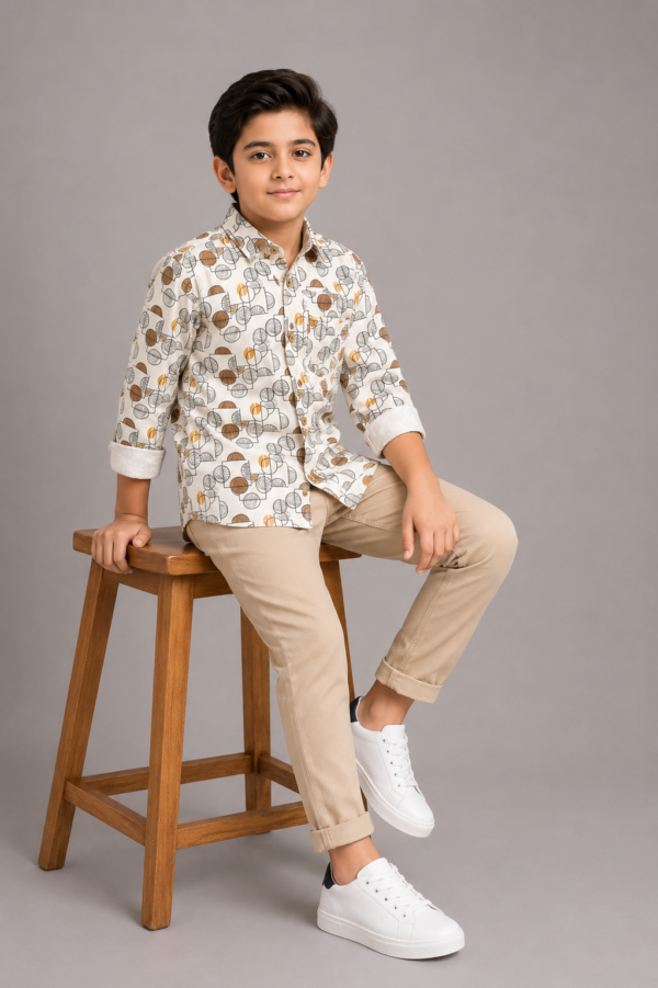 Boys' Urban Abstract Geometric Print Button-Down Shirt - Image 2