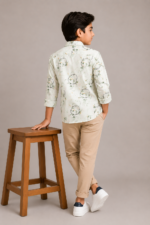 Boys' Artistic Meadow Print Long Sleeve Casual Shirt - Image 4