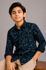 Boys' Modern Abstract Print Button-Up Shirt - Image 3