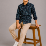 Boys' Modern Abstract Print Button-Up Shirt
