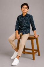Boys' Modern Abstract Print Button-Up Shirt