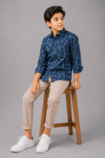 Boys' Modern Blue Abstract Print Casual Shirt - Image 3
