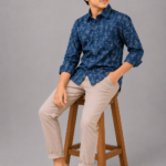 Boys' Modern Blue Abstract Print Casual Shirt