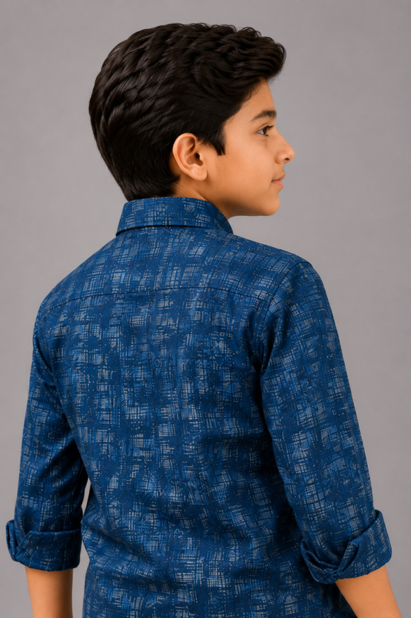 Boys' Modern Blue Abstract Print Casual Shirt - Image 2