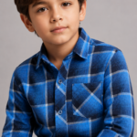 Boy's Vibrant Blue Plaid Button-Up Shirt