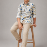 Boys' Modern Abstract Floral Print Casual Shirt