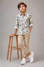 Boys' Modern Abstract Floral Print Casual Shirt - Image 4