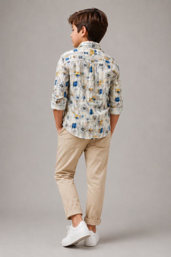 Boys' Modern Abstract Floral Print Casual Shirt - Image 2