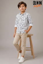 Olwin Kidz Boys Leaf Print Button-Down Shirt - Image 4