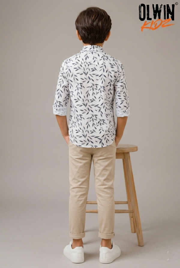 Olwin Kidz Boys Leaf Print Button-Down Shirt - Image 2