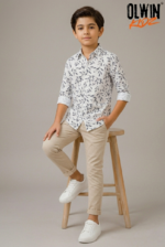 Olwin Kidz Boys Leaf Print Button-Down Shirt - Image 3