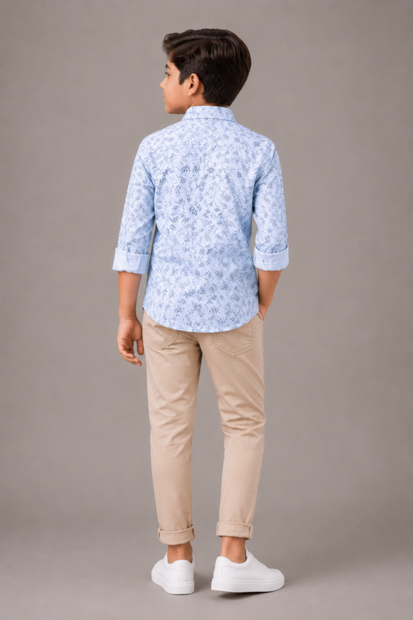 Boys' Light Blue Leaf Print Casual Shirt | Smart & Comfortable - Image 4