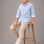 Boys' Light Blue Leaf Print Casual Shirt | Smart & Comfortable