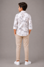 Boys' Elegant Floral Print Button-Down Shirt - Image 3