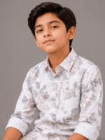 Boys' Elegant Floral Print Button-Down Shirt - Image 2