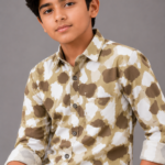 Boys' Modern Camo Button-Down Shirt | Khaki & Brown Abstract Print Top