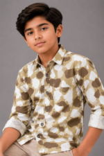 Boys' Modern Camo Button-Down Shirt | Khaki & Brown Abstract Print Top