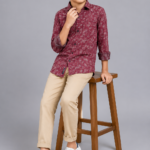 Stylish Boys' Maroon Abstract Print Casual Shirt